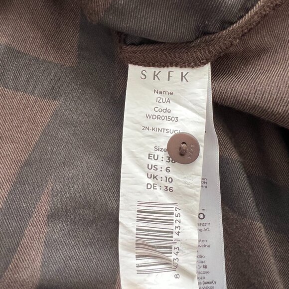 NWT SKFK Izua Black Brown Button Front Belted Mini Dress Size 6 Reg. $119 - Picture 9 of 12